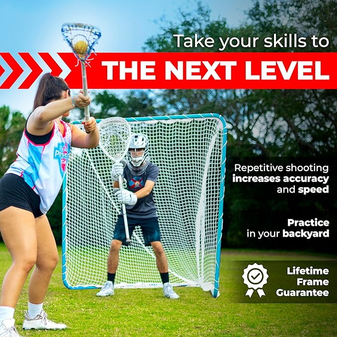 Velocity - Lacrosse Goal - Portable Steel Frame with Black Net, Perfect for Youth and Adult Training, Backyard Design-StrideForce Fitness