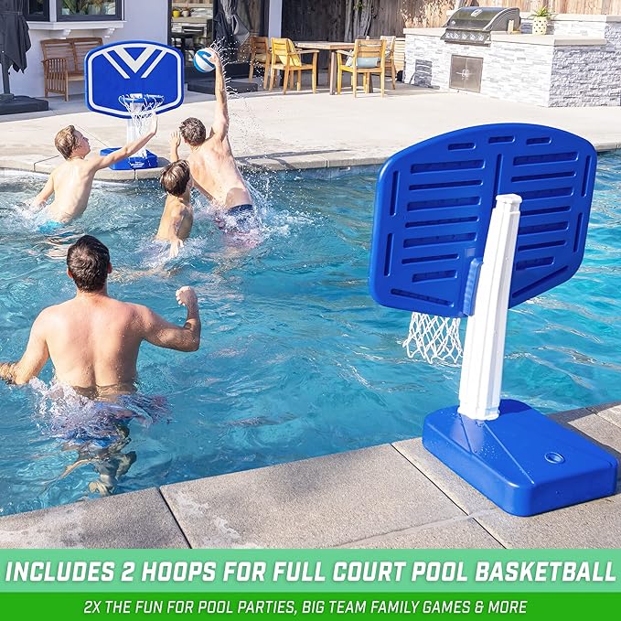 GoSports Splash Hoop 2-in-1 Full Court Pool Basketball & Volleyball Game Set-StrideForce Fitness
