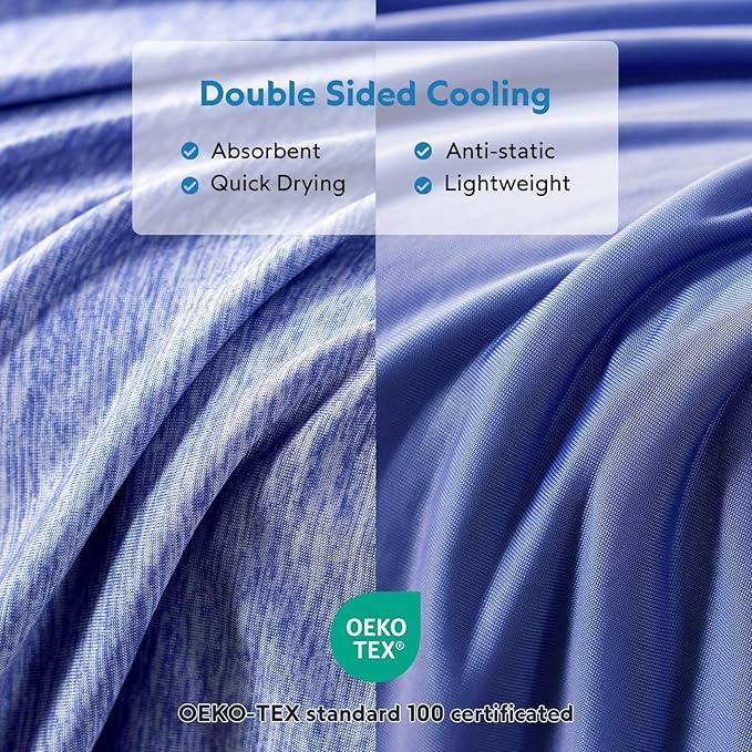 HOMFINE Cooling Blankets for Hot Sleepers - Summer Blanket Thin Lightweight Breathable Soft Double Side Enhanced Cooling for Bed Couch Sofa, Keep Cool for Night Sweats (Dark Blue, 60 x 80 inches)-StrideForce Fitness