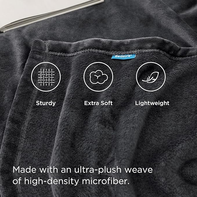 Bedsure Fleece Blanket California King Size Charcoal - Lightweight Plush Fuzzy Cozy Soft Bed Blankets, 102x96 inches-StrideForce Fitness
