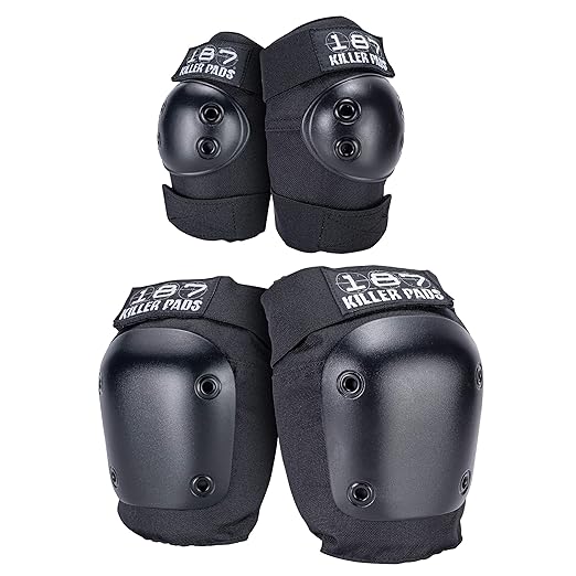 187 Killer Pads Knee Pads, Elbow Pads Combo Pack, Black, Large/X-Large-StrideForce Fitness