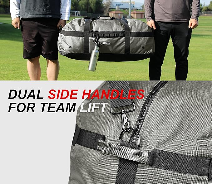 Fitdom 132L 36" Heavy Duty Extra Large Sports Gym Equipment Travel Duffel Bag W/Adjustable Shoulder & Compression Straps. Perfect for Soccer Baseball Basketball Hockey Football Team Coaches & More-StrideForce Fitness