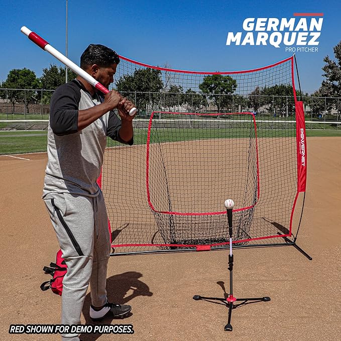 PowerNet Baseball Softball Practice Net 7x7 with Baseball Accessories for Practice Pitching, Batting & Fielding, Ball Caddy, Weighted Baseballs, Tee-StrideForce Fitness