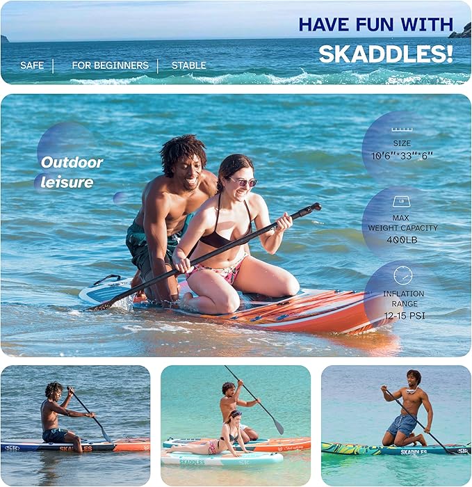 10’6’’ Portable Inflatable Stand Up Paddle Board (SUP) for Adults and Youth with Non-Slip Deck – Complete Accessories Kit, Perfect for Fishing, Yoga, Fitness & Family Fun-StrideForce Fitness