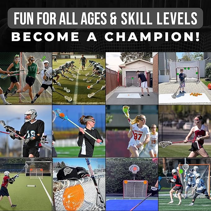 Combo Bundle of Durable Magnetic Lacrosse Goal Targets/Hockey Targets with 4 Pearl Lacrosse LT Textured Balls and 4 Tethers| Lacrosse Net Goalie Targets-StrideForce Fitness