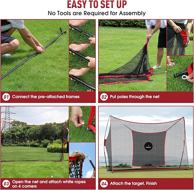 Golf Practice Net - Heavy Duty Driving Range Net with High Impact Chipping Target, Include Carry Bag and Golf Balls for Indoor Outdoor-StrideForce Fitness