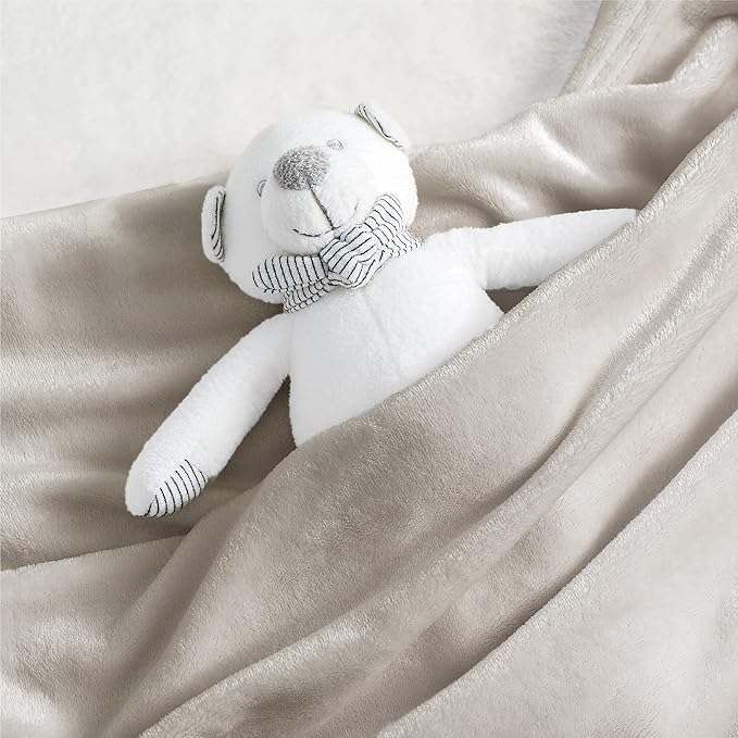 Bedsure Bedding Fleece Blanket for Girls and Boys - Soft Cozy Cute Small Throw Blankets for Travel, 43x55 Inches, Linen-StrideForce Fitness