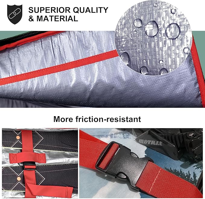 Unigear Snowboard Ski Bag for Air Travel, Reinforced Double Padded Snowboard Bag with EPE Dense, Water-Resistant and Durable up to 175cm Ski Snowboard Travel Bags for Flying-StrideForce Fitness