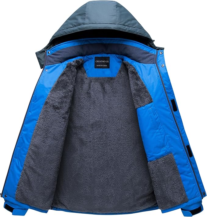 CREATMO US Men's Mountain Waterproof Ski Jacket - Windproof Snowboarding Warm Winter Coat Raincoat-StrideForce Fitness
