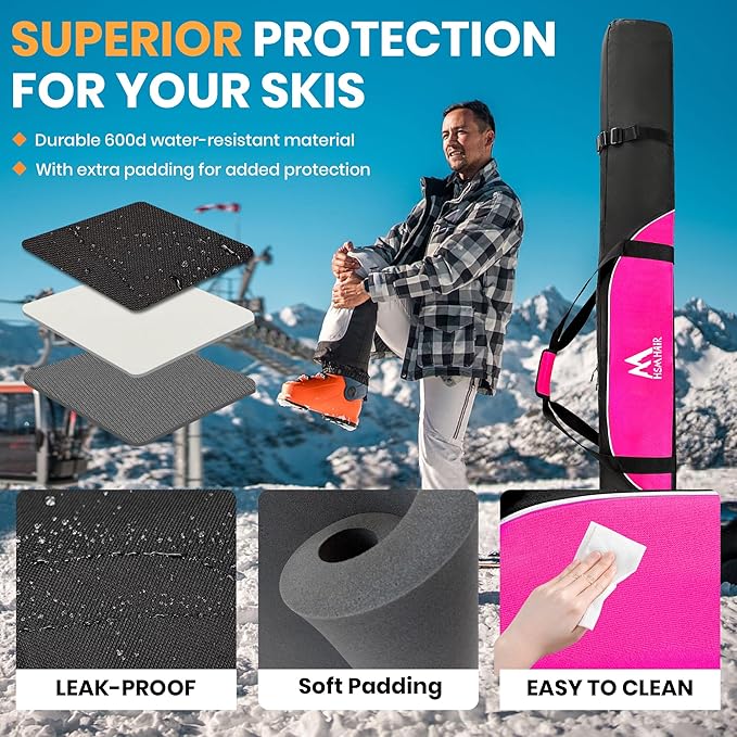 Ski Bag and Ski Boot Bag Combo-Padding Skis Bag for Air Travel,Water Proof Ski Boot Bag Fits for Skis Up to 200 CM and Boots Up To Size US13,Adults Ski Travel Bag-StrideForce Fitness