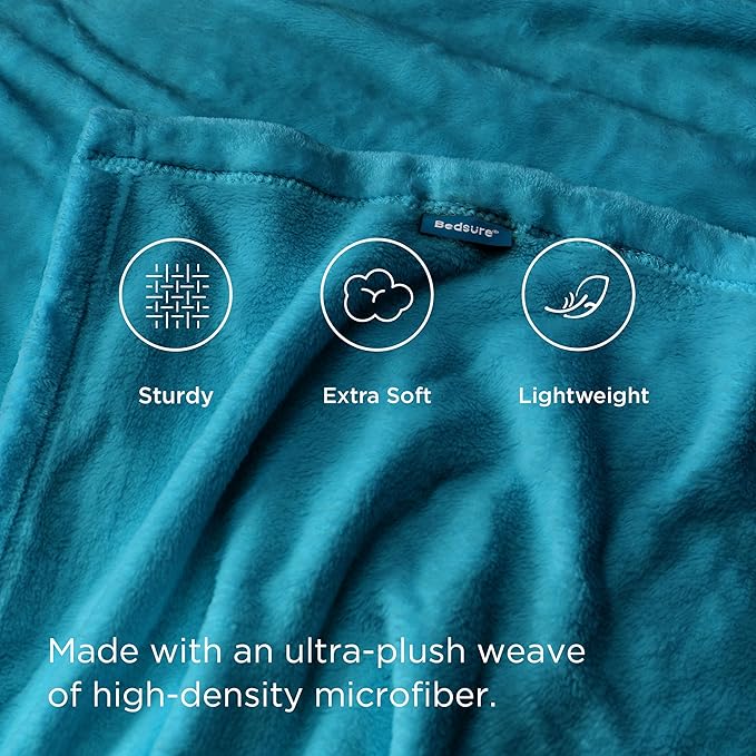 Bedsure Twin XL Fleece Blanket Dorm Bedding - Lightweight Soft Cozy Blankets for Bed, Sofa, Couch, Travel, Camping, Teal Blue, 66"x90"-StrideForce Fitness