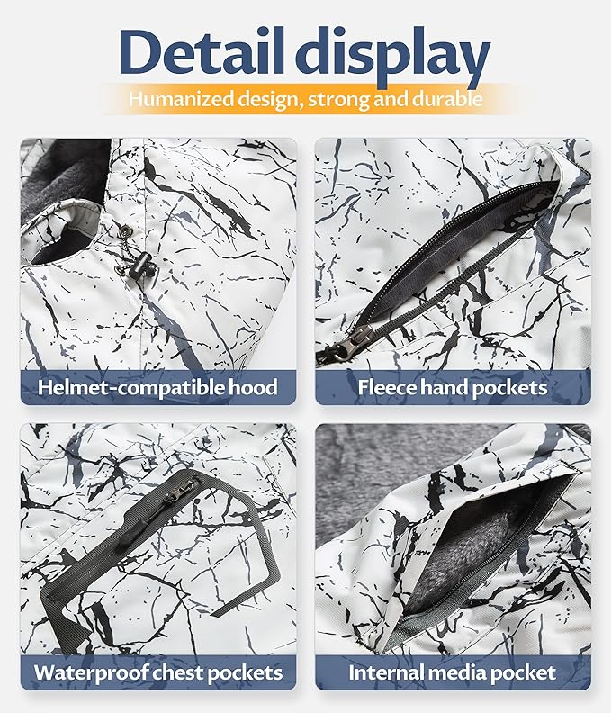 CREATMO US Men's Mountain Waterproof Ski Jacket - Windproof Snowboarding Warm Winter Coat Raincoat-StrideForce Fitness