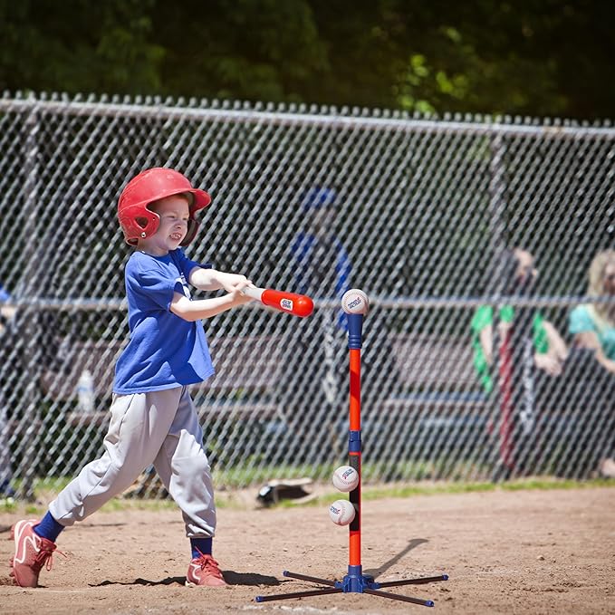 Tee Ball Set for Kids - 4 Year Old Boy Birthday Gift - Baseball Batting Tee for Kids - T Ball Set for Toddlers 3-5, 4-6 - Tball Toys for Ages 3 4 5 6 Year Old Boy - Toddler Outdoor Toys, Baseball Tee-StrideForce Fitness