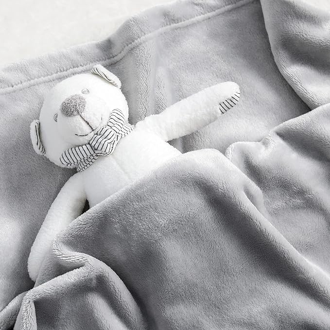 Bedsure Bedding Fleece Blanket for Girls and Boys - Soft Cozy Cute Small Throw Blankets for Travel, 43x55 Inches, Light Grey-StrideForce Fitness