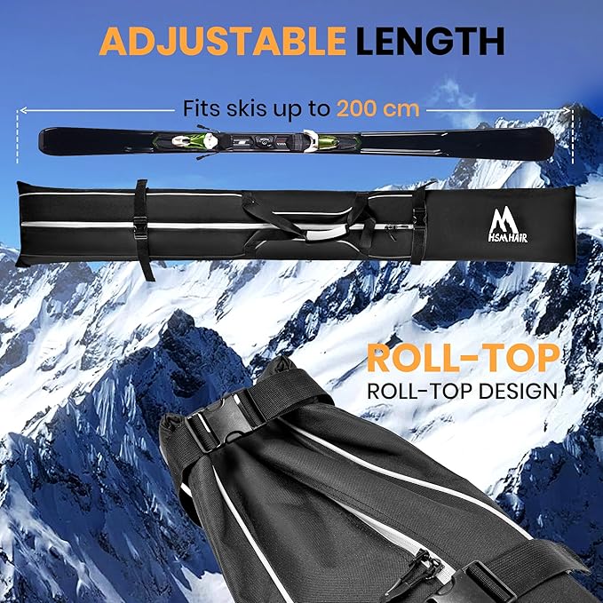 Ski Bag and Boot Bag Combo,Padded Ski Bag Set for Air Travel,Snow Ski Bags for Adults,Water- resistant Ski Boot Bag Fits for Skis Up to 200 CM and Boots Up To Size US13-StrideForce Fitness