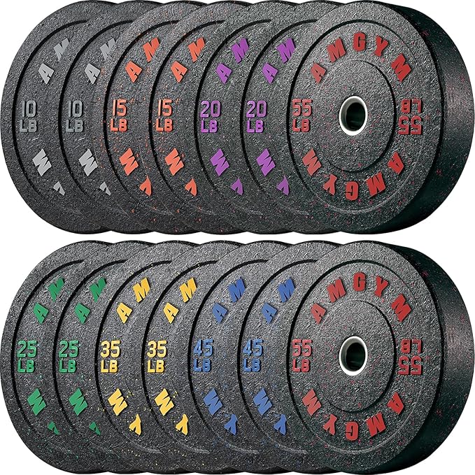 2 Inch Bumper Plates，10-500lbs，Barbell Rubber Olympic Weight Plates Set for Home Gym, Strength Training & Weight Lifting, Multiple Options Colors-StrideForce Fitness
