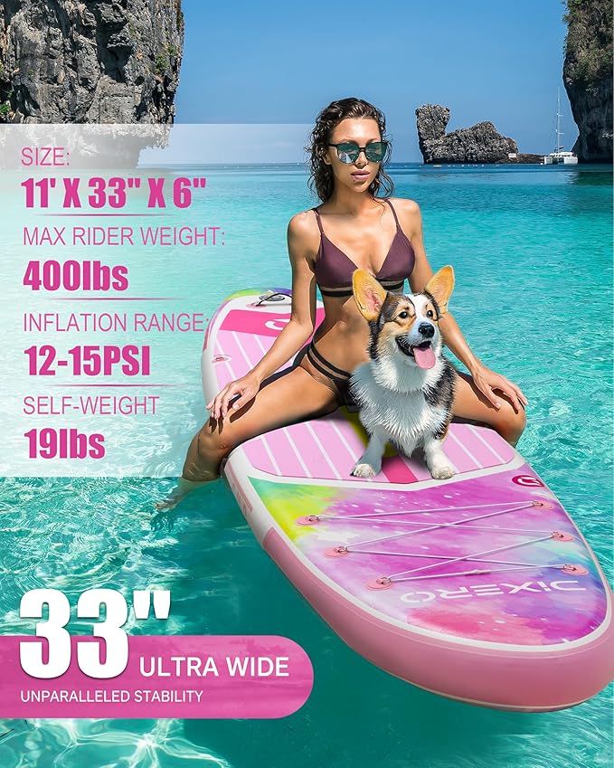 Inflatable Stand Up Paddle Board with SUP Accessories, Anti-Slip EVA Deck, 11'*33" Inflatable Paddle Boards for Adults & Youth of All Skill Levels-StrideForce Fitness