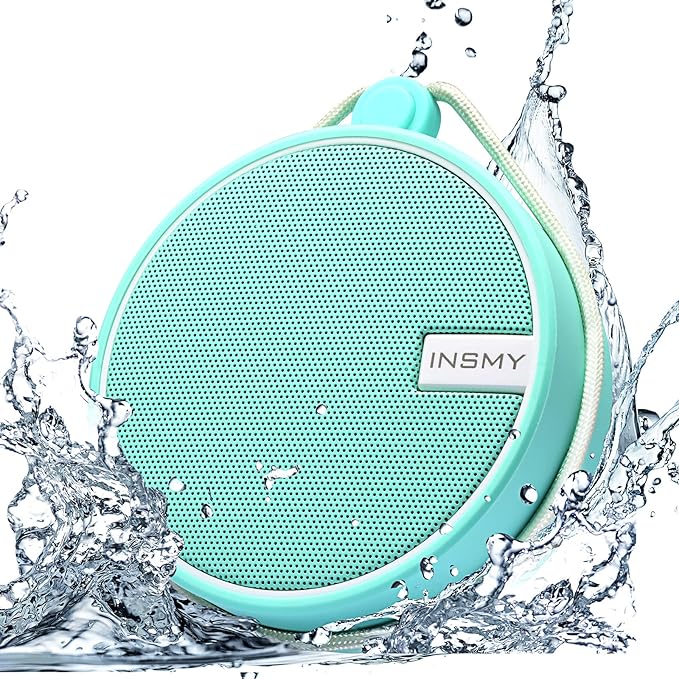 INSMY C12 IPX7 Waterproof Shower Bluetooth Speaker, Portable Small Speaker, Speakers Bluetooth Wireless Loud Clear Sound Support TF Card Suction Cup for Outdoor Kayak Canoe Beach Gift (Mint)-StrideForce Fitness