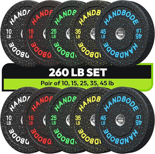 2-Inch Bumper Plates High Bounce, Olympic Weight Plate Set 45/100/160/190/260/300lb, Barbell Weight Plates Set for Home Gym, Colored Weights Rubber Strength Training Plate for Weight Lifting-StrideForce Fitness