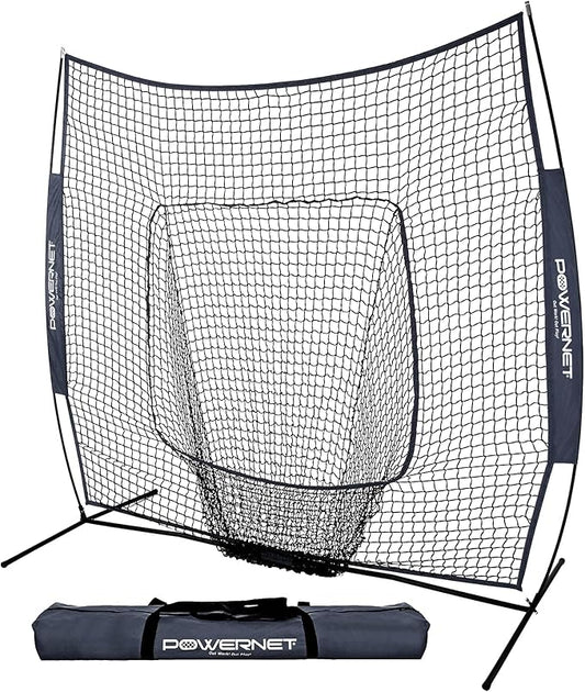 PowerNet Baseball Softball Practice Net 7x7 with Baseball Accessories for Practice Pitching, Batting & Fielding, Ball Caddy, Weighted Baseballs, Tee-StrideForce Fitness