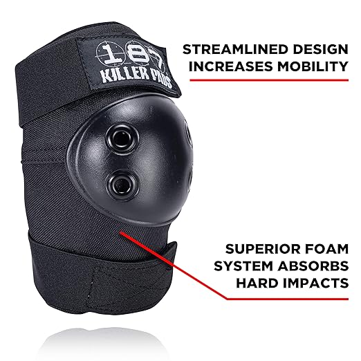 187 Killer Pads Knee Pads, Elbow Pads Combo Pack, Black, Large/X-Large-StrideForce Fitness