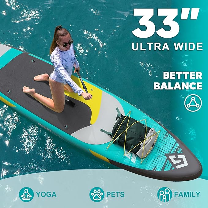 Starcity 11'*34"*6" Blow Up Paddle Board, Inflatable Paddle Board,Paddle Board,Spacious and Stable, Anti Slip and Easy to Operate, Large Size Suitable for Single Person/Family/Pet Use.-StrideForce Fitness