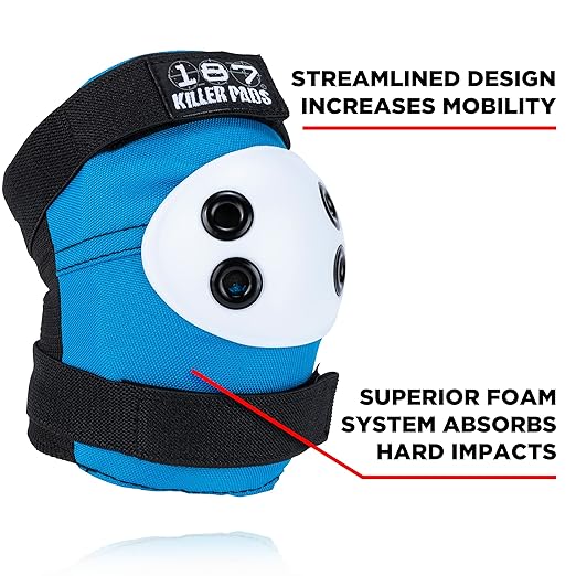 187 Killer Pads Knee Pads, Elbow Pads Combo Pack, Red/White/Blue, Small/Medium-StrideForce Fitness