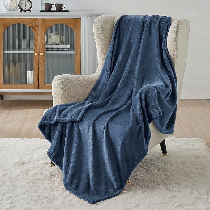 Bedsure Fleece Throw XL Blanket Mineral Blue - 300GSM Soft Lightweight Plush Cozy Blankets for Bed, Sofa, Couch, Travel, Camping, 50x70 inches-StrideForce Fitness