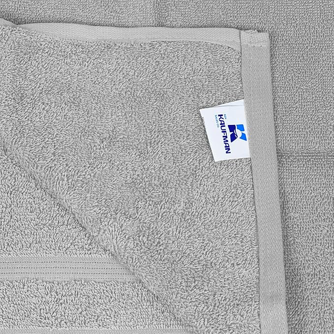 Kaufman - Premium Hand Towels Set for Bathroom, Spa, Gym, and Face Towel 100% Cotton Ring Spun, Ultra Soft Feel and Highly Absorbent Towels (Light Gray, 36)-StrideForce Fitness