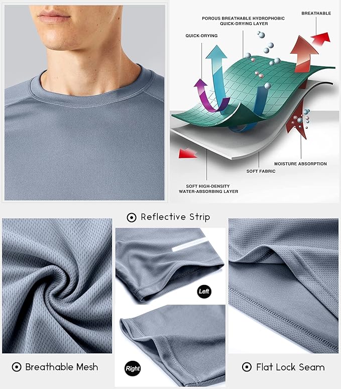 Boyzn 1, 3, 5 or 7 Pack Men's Workout Running Shirts, Dry Fit Moisture Wicking T-Shirt, Gym Athletic Short Sleeve Tee Shirts-StrideForce Fitness