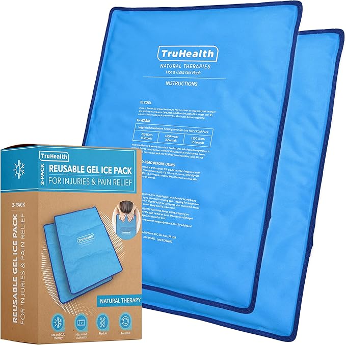 Extra Large Reusable Gel Ice Pack for Injuries & Pain Relief - 2-Pack, Extra Large - Blue - Hot & Cold Therapy Ice Bags for Injuries - Flexible, Leak-Free Design-StrideForce Fitness