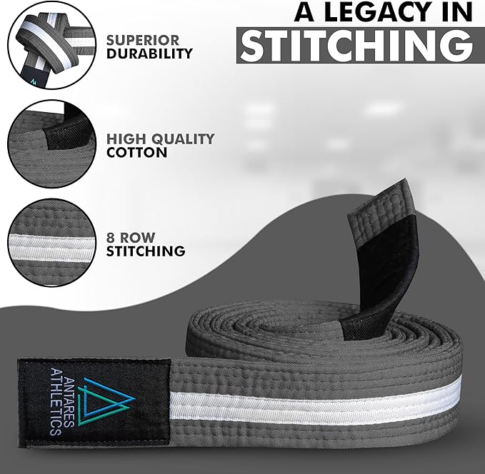 Brazilian Jiu Jitsu Belts Preshurunk Martial Arts Youth BJJ Belts for Girls & Boys with BJJ Ranking Stripes-StrideForce Fitness