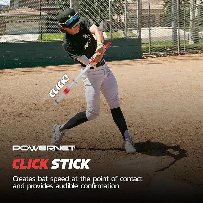 PowerNet Combo PVC/Click Stick Softball & Baseball Swing Trainer, Interchangeable Baseball Hitting Trainer, PVC Training Bat for Drills, Bat Speed Training Equipment-StrideForce Fitness