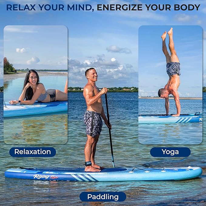 SereneLife Inflatable Stand Up Paddle Board with Premium SUP Accessories – Wide Stable Design with Non-Slip EVA Deck Pad for Adults and Youth of All Skill Levels, 350 lbs Capacity-StrideForce Fitness