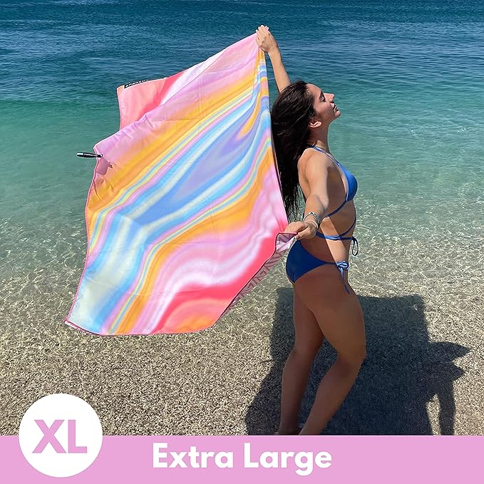 ECCOSOPHY Microfiber Beach Towel - Sand Free Towels are Quick Dry, Light Weight, Super Absorbent - Perfect Pool, Travel, Cruise, Camping Essentials - Oversized Extra Large for Adults 71x35 in-StrideForce Fitness