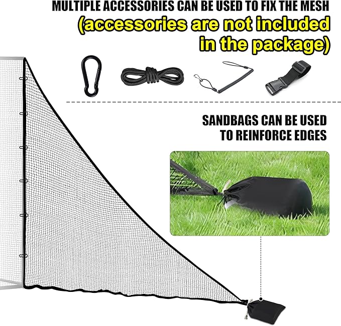 1/2PCS Golf Shank Net Attachment for Golf Hitting Nets with Sandbag, 7 * 7FT/7 * 10FT Golf Barrier Side Net,Golf Practice Hitting Net Barrier Net for Golf, Baseball, Hockey, Soccer (Black/Red-StrideForce Fitness