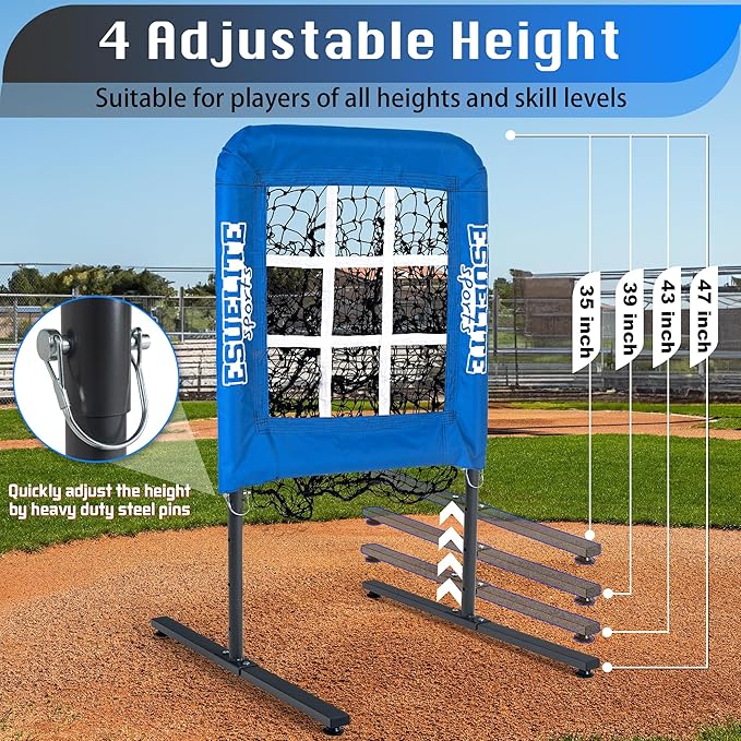 9 Hole Pitching Net with Strike Zone, Baseball Pitching Target, Softball Pitching Net, Portable Pitcher Training Equipment Height Adjustable-StrideForce Fitness