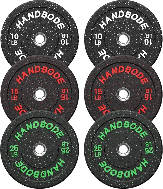 Colored Bumper Weight Plates Olympic Weight Plate Set 2-Inch, 10/15/20/25/35/45/55 lb Barbell Weight Plates Set for Home Gym, Rubber Strength Training Weights Plates for Weight Lifting-StrideForce Fitness