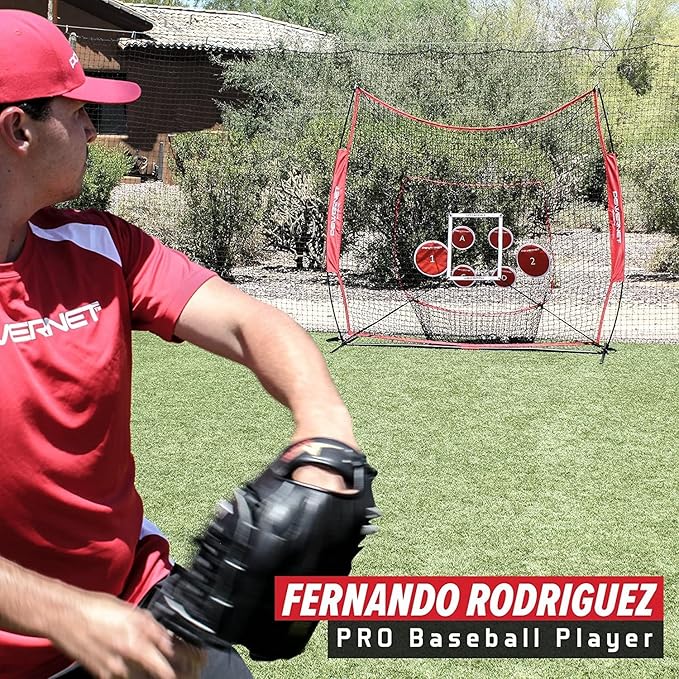 PowerNet Pitching Bundle, Baseball Net with Pitch Perfect Targets & Strike Zone Attachment, Weighted Ball, Softball Baseball Training Equipment to Increase Pitching Accuracy, 3 Net Sizes-StrideForce Fitness