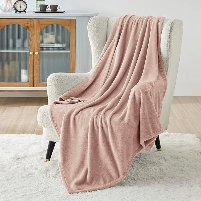 Bedsure Fleece Throw XL Blanket Dusty Pink - 300GSM Soft Lightweight Plush Cozy Blankets for Bed, Sofa, Couch, Travel, Camping, 50x70 inches-StrideForce Fitness