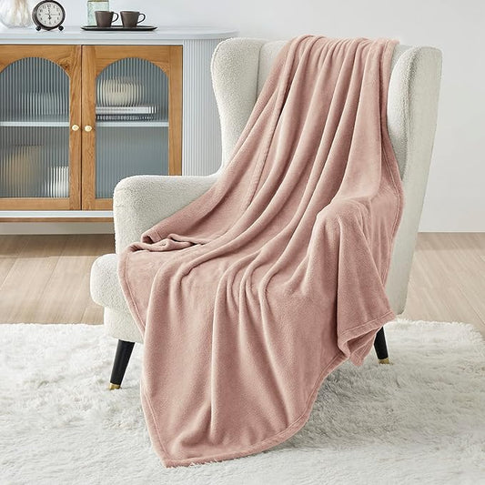 Bedsure Fleece Blanket Twin Size Dusty Pink - 300GSM Lightweight Plush Fuzzy Cozy Soft Warm Blanket for Bed, Sofa, Couch, Travel, Camping, 60x80 inches-StrideForce Fitness