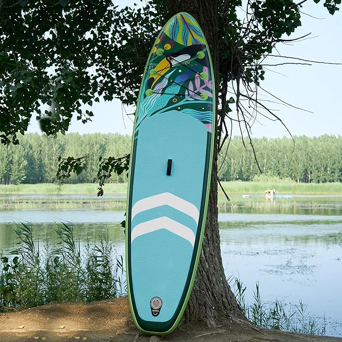 10'6"Inflatable Stand Up Paddle Board Ultra Portable-Lightweight & Stable|All-in-One Kit w/Aluminum Paddle, Dual-Action Pump & Backpack|Lakes & Oceans Ready for Family Recreation by Aquajourney-StrideForce Fitness