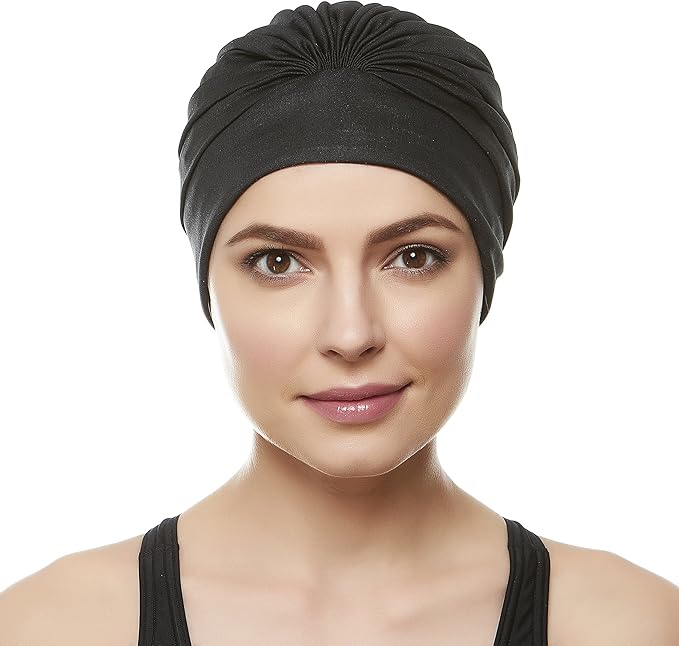BEEMO Swim Caps for Women Swimming Turban Polyester Latex Lined Pleated for Ladies-StrideForce Fitness