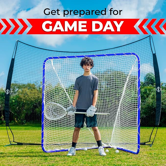 Velocity - Lacrosse Goal - Portable Steel Frame with Black Net, Perfect for Youth and Adult Training, Backyard Design-StrideForce Fitness