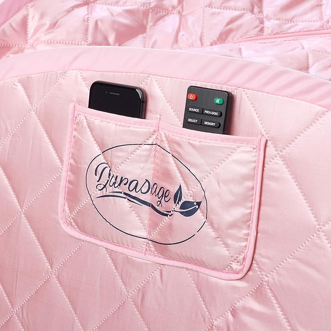 Durasage Personal Foldable Steam Sauna for Relaxation at Home, 60 Minute Timer, 800 Watt Steam Generator, Chair Included - Light Pink-StrideForce Fitness