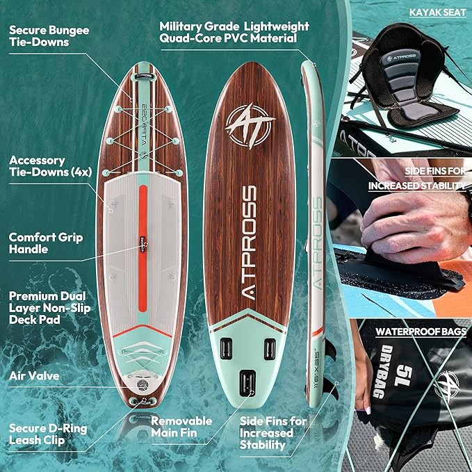 11'6"x35" Inflatable Paddle Board, 450lbs Extra Wide Stand Up Paddleboard for Adults with Premium SUP Accessories Kit & Backpack, Blow Up Kayak Non-Slip Stable Deck Boat for Yoga Fishing Surf-StrideForce Fitness