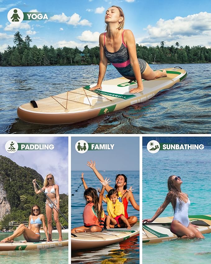 Bigfly Inflatable Stand Up Paddle Board 11’*34”*6”, Blow Up Paddle Board for Adults,with Detachable Fins, Pump, Floating Paddle, Safety Leash,Backpack-StrideForce Fitness