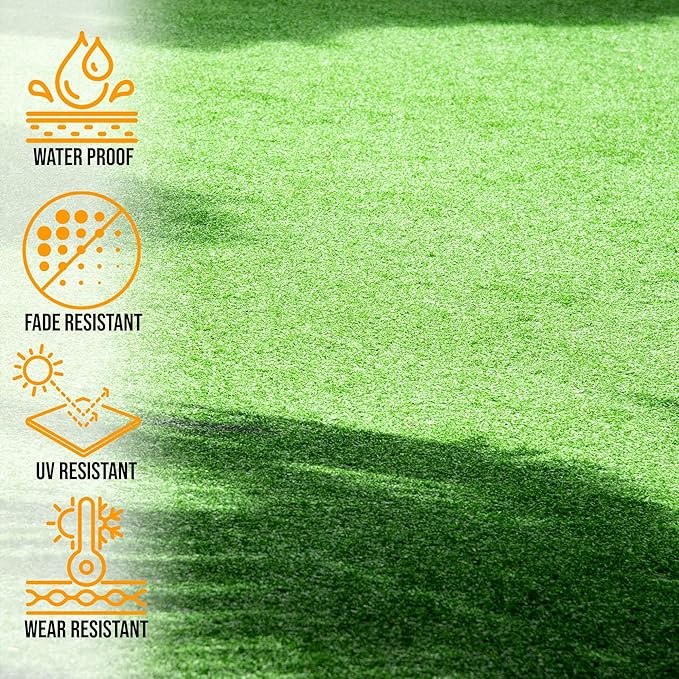 Ottomanson Artificial Turf Golf Hitting Mat 3' x 10' Indoor/Outdoor Waterproof Synthetic Fake Grass for Putting Practice Baseball Football Sports Gym Backyard, Custom Size 2' up to 30'-StrideForce Fitness