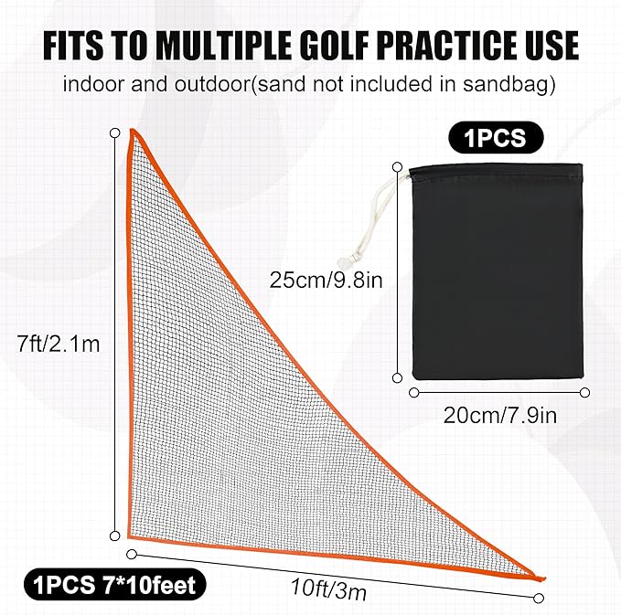 1/2PCS Golf Shank Net Attachment for Golf Hitting Nets with Sandbag, 7 * 7FT/7 * 10FT Golf Barrier Side Net,Golf Practice Hitting Net Barrier Net for Golf, Baseball, Hockey, Soccer (Black/Red-StrideForce Fitness