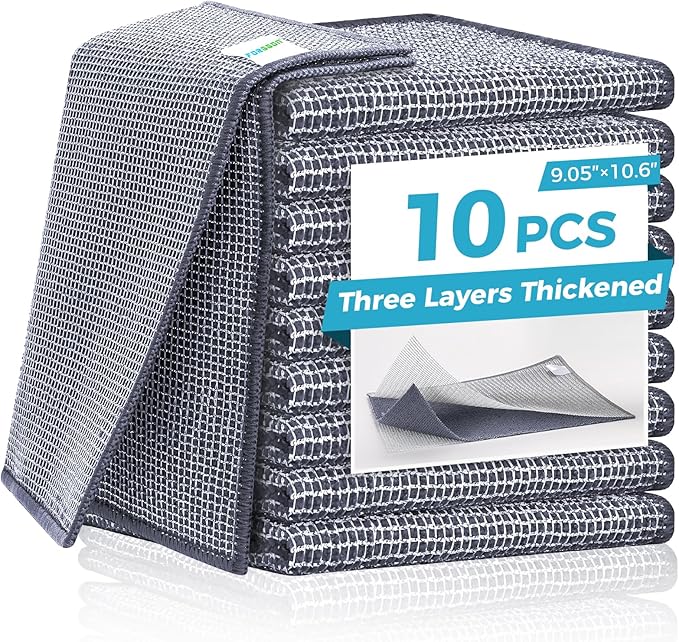 10 Pcs New Upgrade 3-Layer Non Scratch Wire Dishcloth,Wire Dishwashing Rag, Non-Scratch Wire Dishwashing Rags for Wet and Dry, Kitchen Cleaning Dish Rags for Cookware,Sinks, Dishes, Stove-StrideForce Fitness